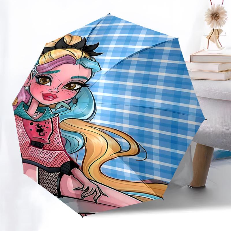Monster High Inspired Automatic Opening Folding Umbrella with 8-Bone Frame - Perfect for Fans, Travelers, and Daily Use0104445a