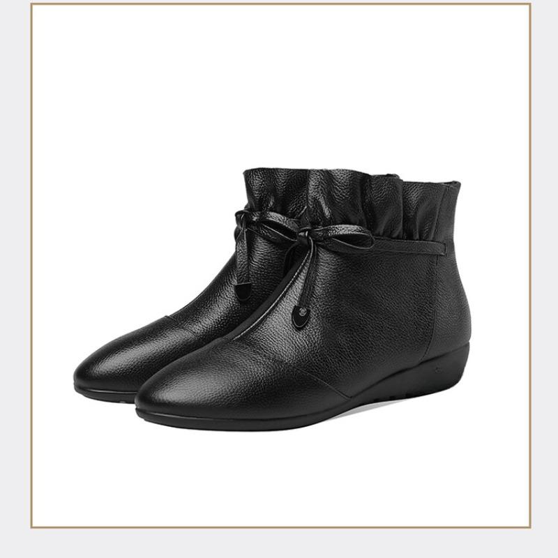 Fashion Women's Autumn Winter New Bow Solid Color Short Boots European American 2024 Fashion Size 34-44 3cm Thick Sole Ankle Boots