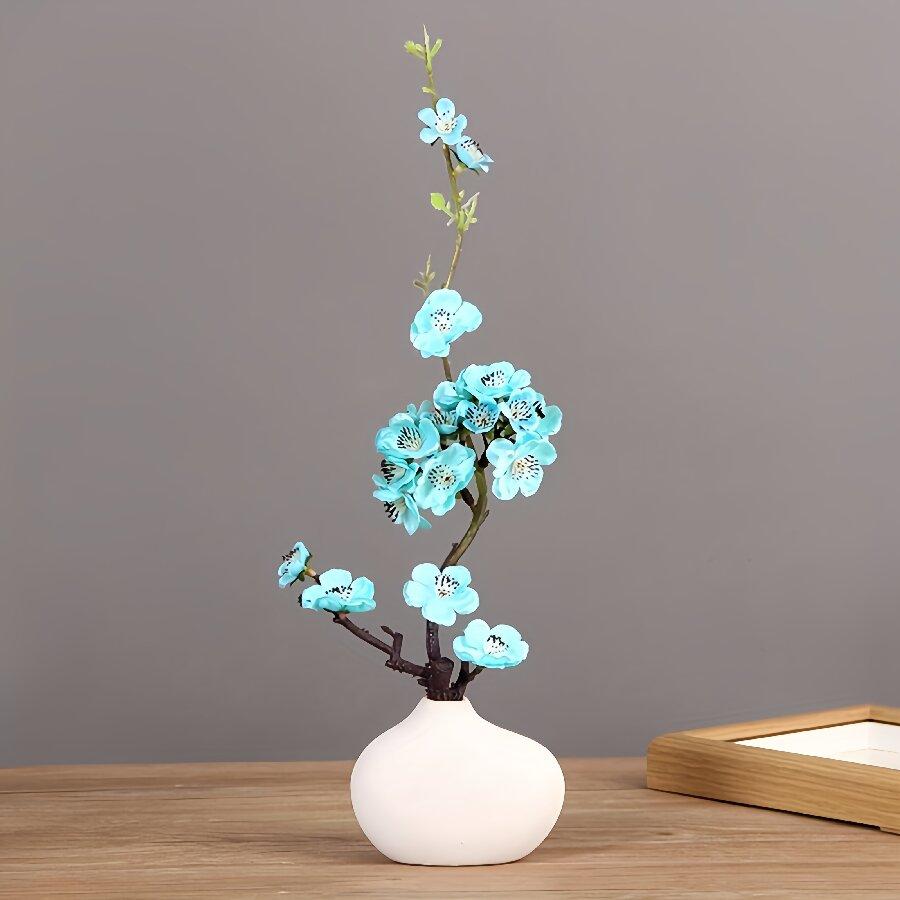 1 kus nových kreativních bonsají se simulovanými květinami v čínském stylu, vhodné pro domácí dekoraci, TV stolek, pracovnu,