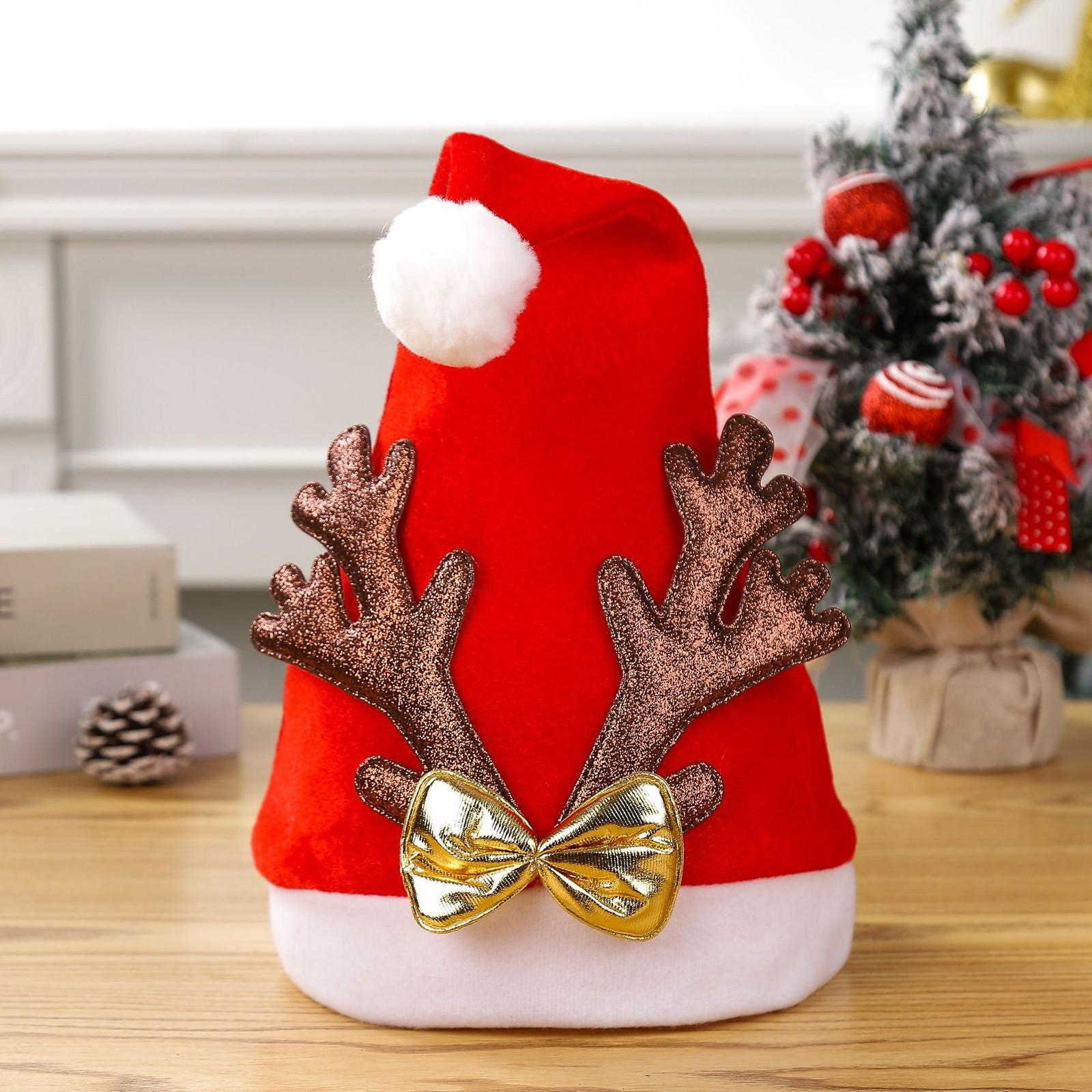 

Однослойная яркая бархатная рождественская шапка с золотым тиснением в виде снежинок, звезд и луны One Size