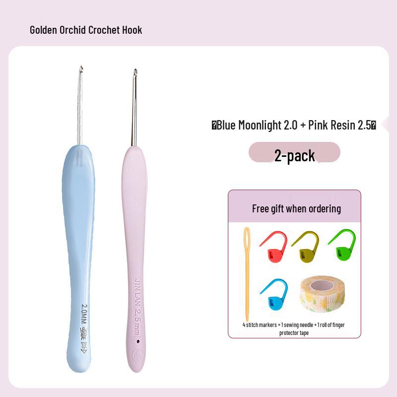 Soft Grip Resin Crochet Hook with Hand-Polished Stainless Steel Needle for Doll and Wool Knitting