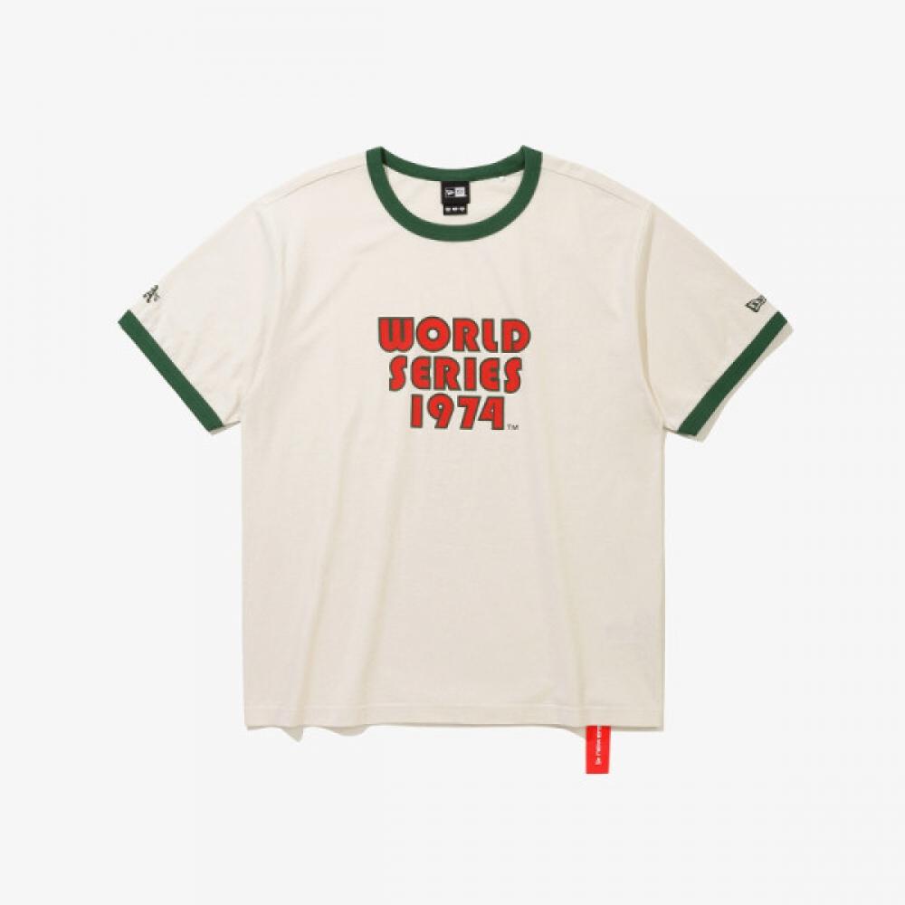 New Era Oakland World Series Ringer T shirT Cream XXL