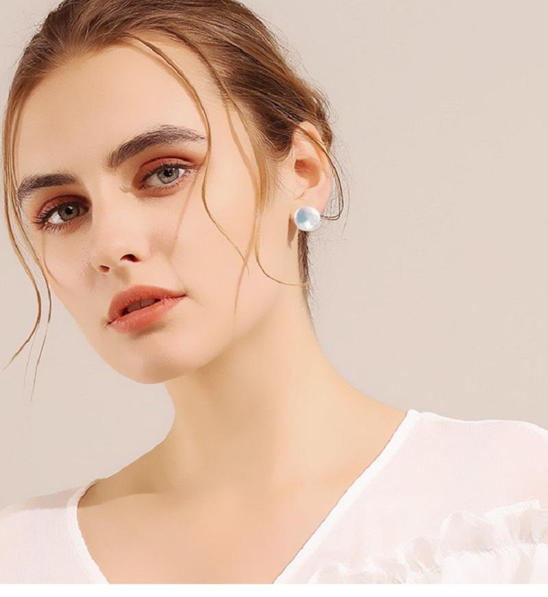 Damen Perlenohrringe Süßwasser Zuchtperlen Knopfohrringe, Münzperlen, 925 Silber Perlenohrringe für Damen Mädchen Geschenk