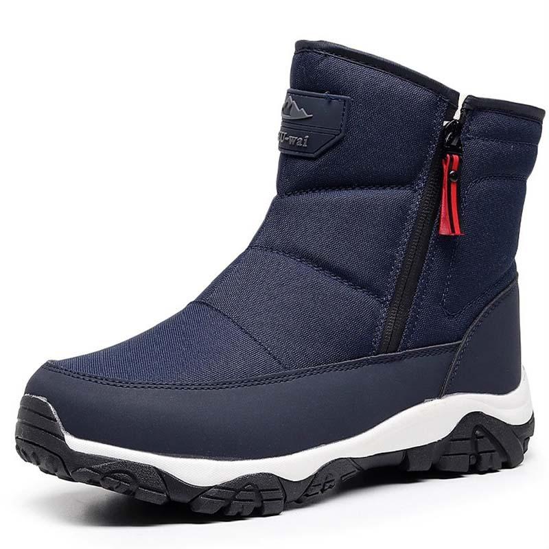 Men's Winter Fur One Padded Thickened Comfortable Side Zipper Warm Cold Lightweight Hiking Waterproof Non-slip Tall Snow Boots