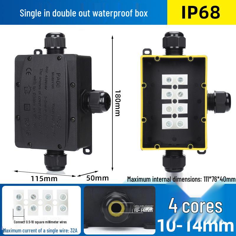 Outdoor IP68 Rainproof Plastic Junction Box with Terminal Block for PC Rooms & Street Lighting