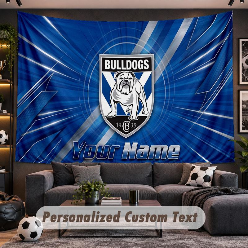 Wall Hanging Tapestry Custom NameCanterbury-Bankstown Bulldogs Pattern Personalized Printed Fabric Wall Decor