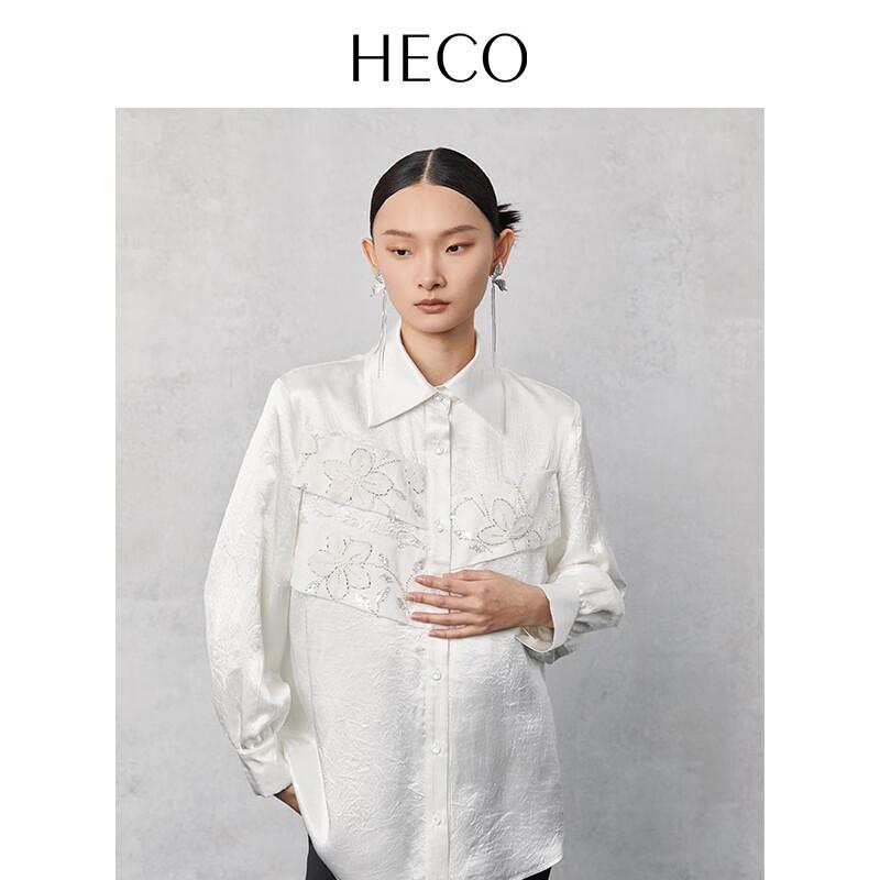 Heco Qingyou 2025 Новая плиссированная рубашка в китайском стиле из ацетата с вышивкой L