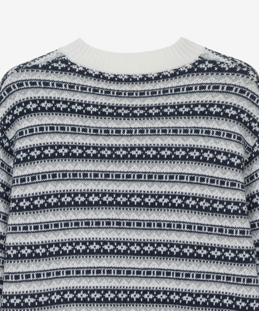 MINDBRIDGE Wool Blend Fair Isle V-Neck Semi-Oversized Knit Mykt7153