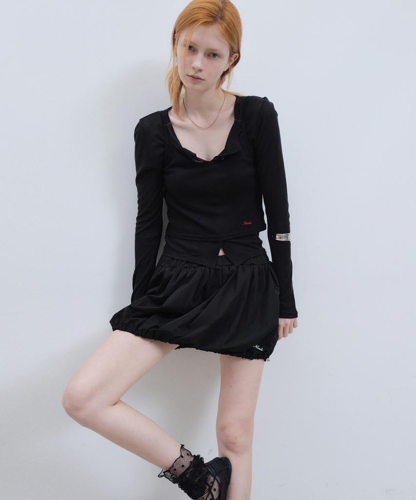 Nigaennikol Side Pocket Balloon Skirt_Black