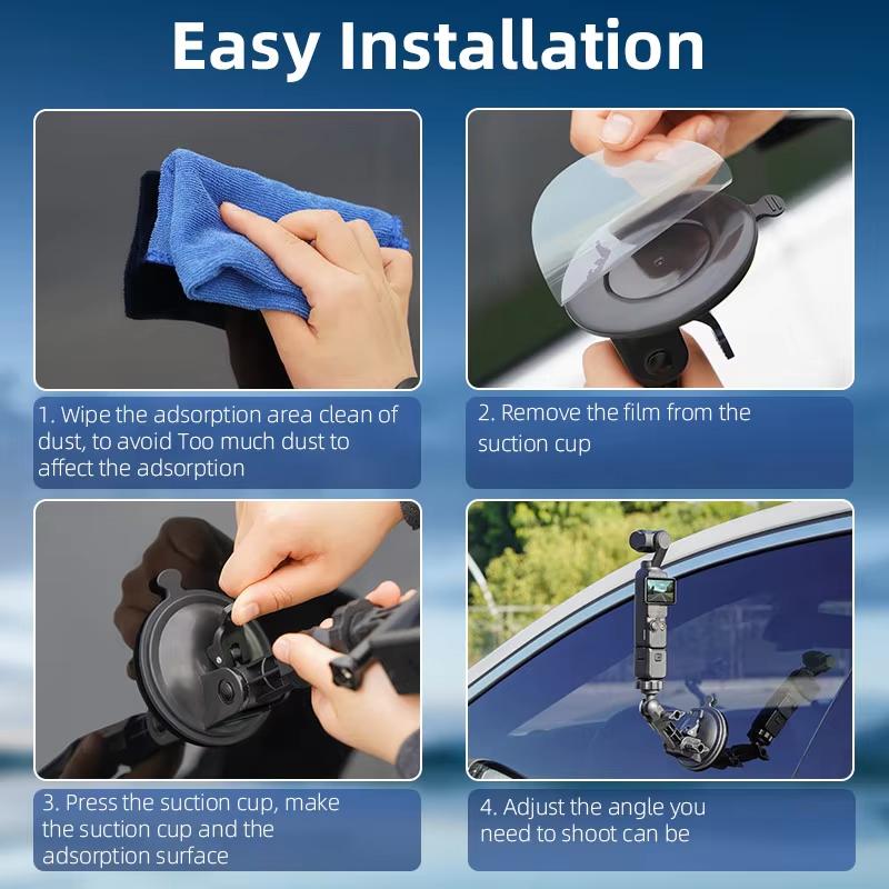 Saugfuß Auto Kamera Halterung 360° Drehbar 1/4 Schraubhalter Kompatibel mit OSMO Action 4 5 6 Straßenaufzeichnung