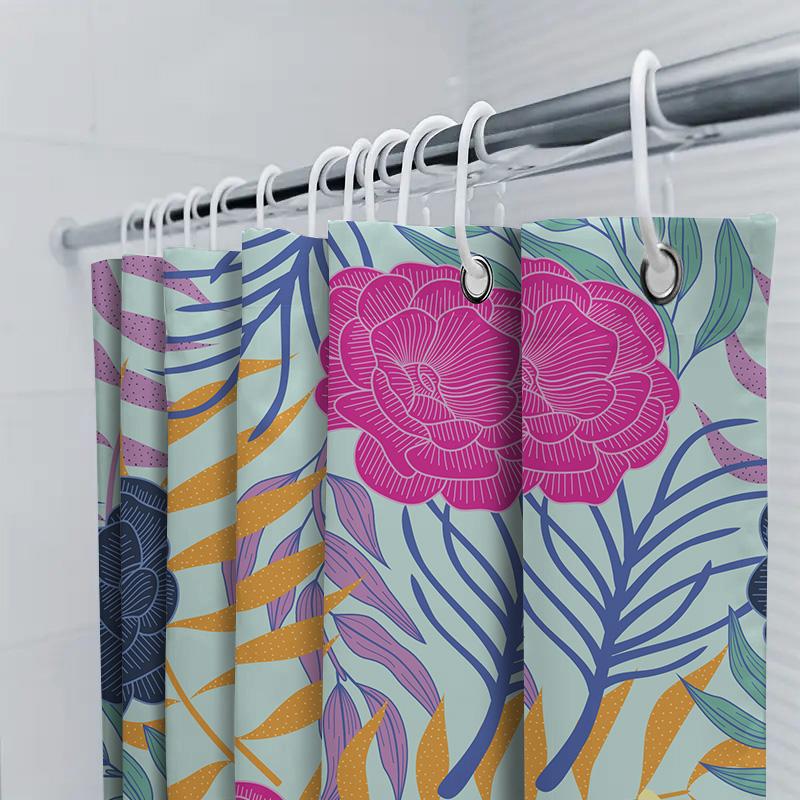 Polyester Shower Curtain With Flowers Pattern In Multicolor For Bathroom Decor 72 X 84 Inches (Lxw) Available On.Com