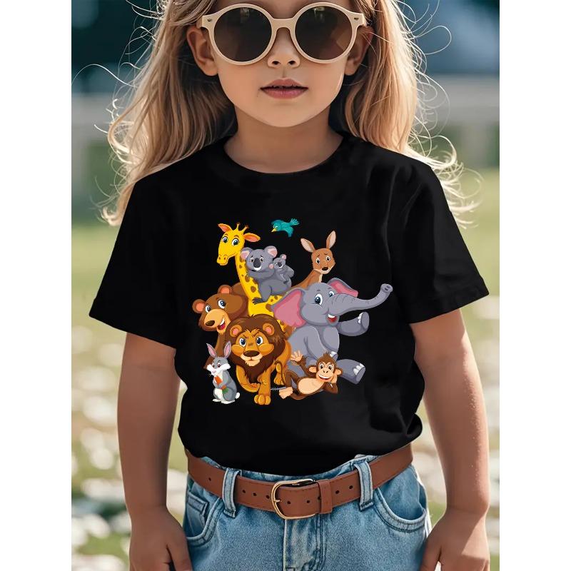 European Sizes Summer Fashion Short-Sleeve T-Shirt for Girls Featuring Cartoon