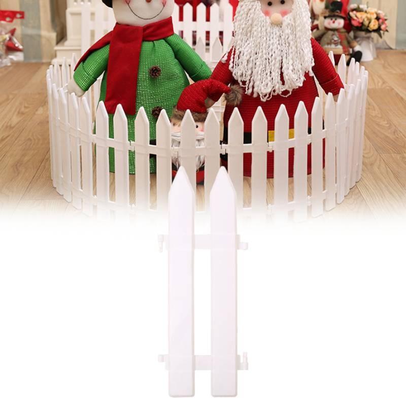 Durable White Plastic Fence For Christmas Tree Decoration And Garden Holiday Display