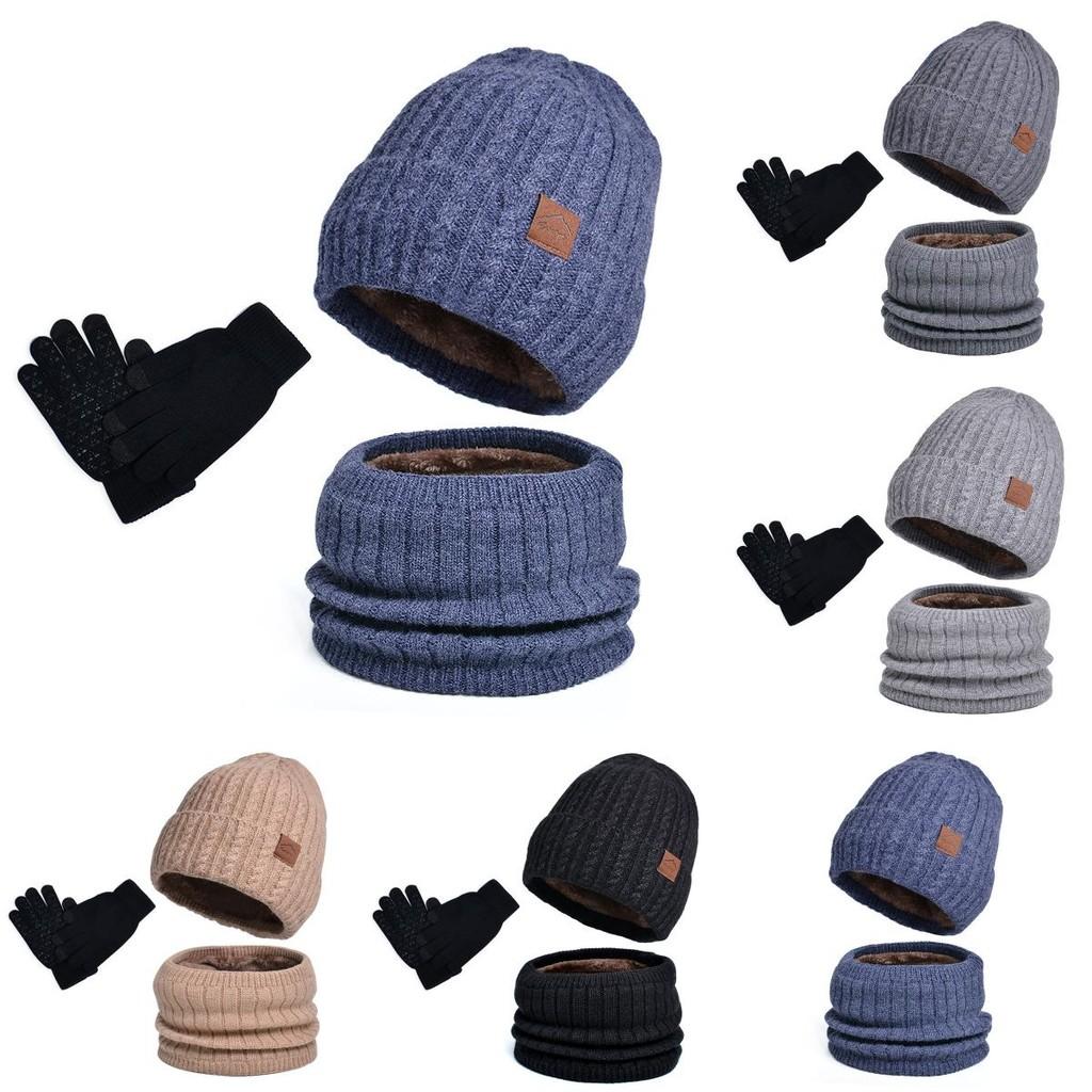 Winter Knit Hat Scarf Gloves Bundle With Lining Breathable Windproof For Casual Outdoor Use