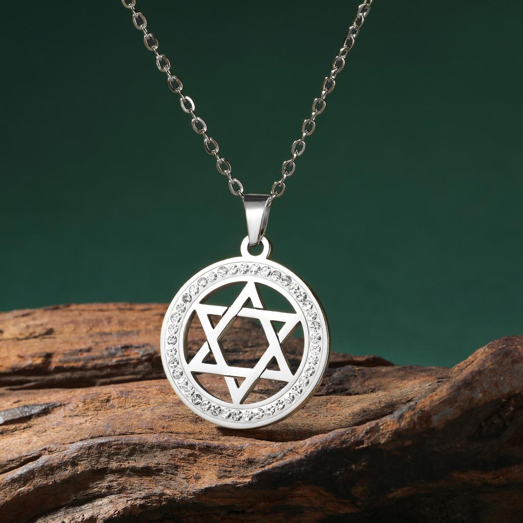 Zircon Star of David Choker Necklace for Women Gold Stainless Steel Neck Chain Hexagram Israel Jewish Judaism Jewelry
