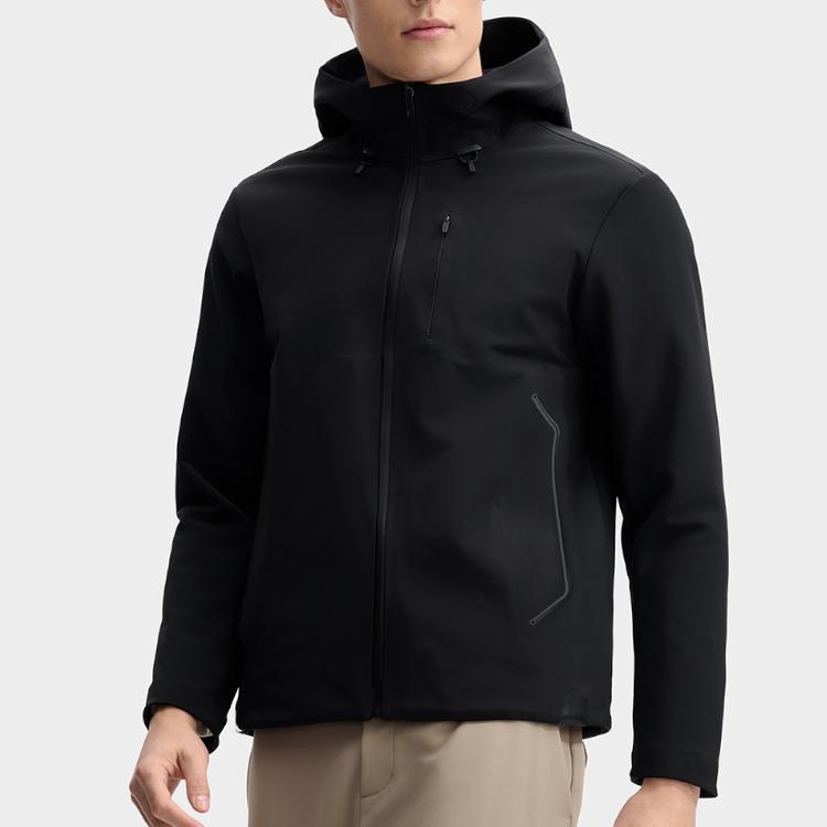 Fila Blue Simple Versatile Hooded Zip Long Sleeve Jacket Men Jackets Black F11M512703FBK