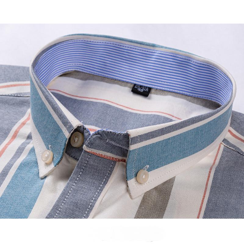 Podzimní A Zimní Nová Oxford Pánská Košile S Dlouhým Rukávem Ležérní Košile Slim Kostkovaná Volná Ležérní Čistá Bavlna Bílá Palcová Košile