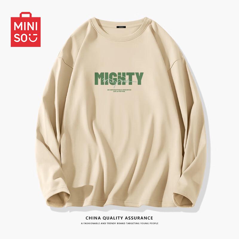 MINISO Мужская футболка с длинным рукавом свободного кроя из чистого хлопка 3XL