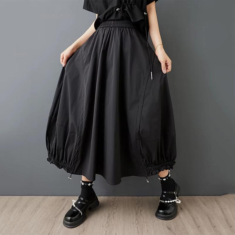 

XITAO Shirring Edible Tree Fungus Patchwork Skirt ZMY1230 One Size чёрный
