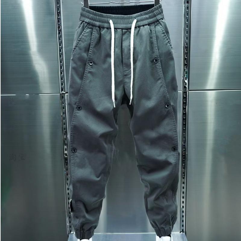 

Мужские модные гаремные брюки на пуговицах с контрастной вставкой, весна 2023 - Повседневные, однотонные, свободного кроя 2XL светло-серый