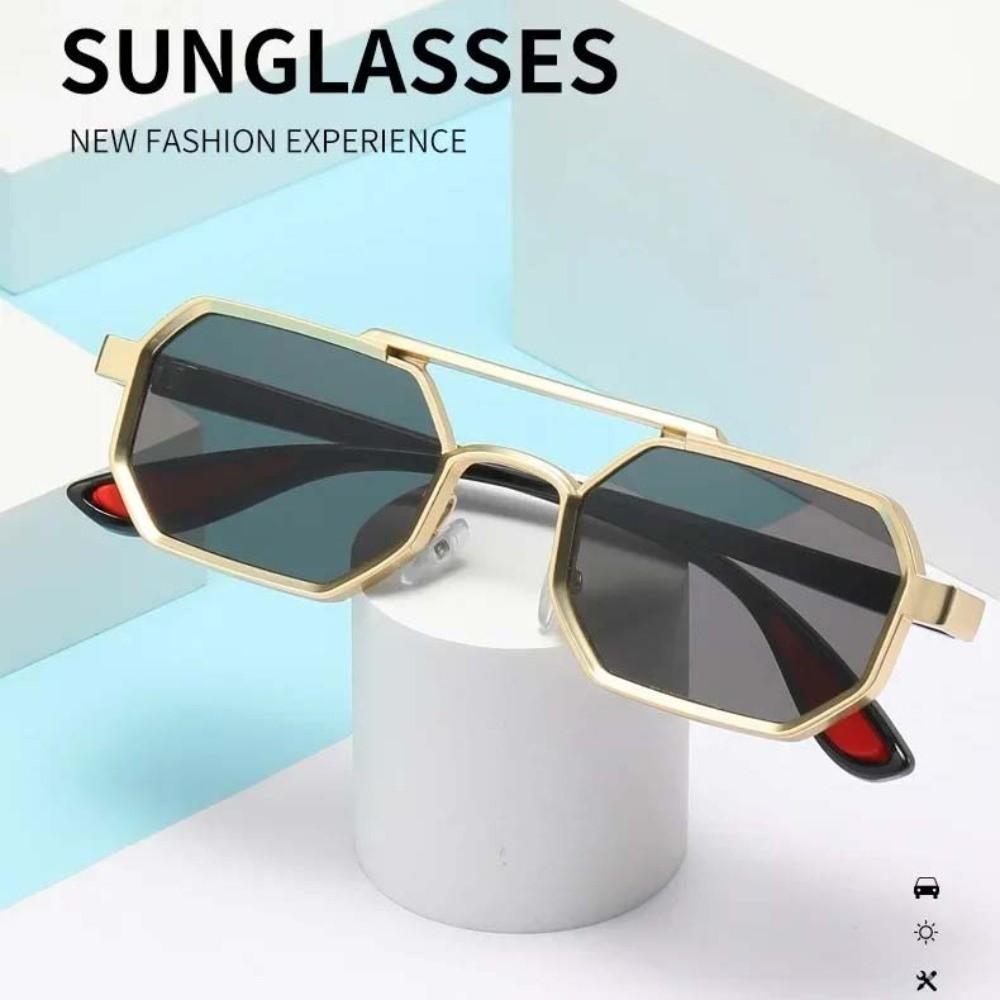 Gradient Unisex Polarized Sunglasses Indian Style Anti-UV Glasses Double-bar Square Sunnies  Party
