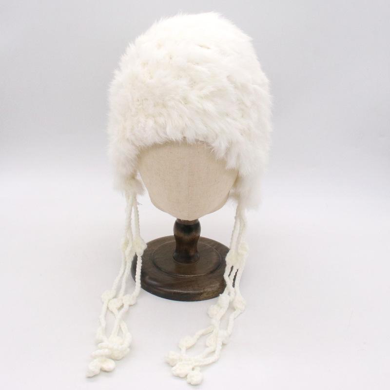 Female Winter Western Sichuan Travel Photo Show Face Small Ear Hat Trendy Rabbit Hair Knitted Fluffy Pullover Hat