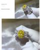 Yellow Moissanite 3 Carat Ring: European American Fashion, Cross-border Hot Selling, Colored Gem Over-Diamond Design.