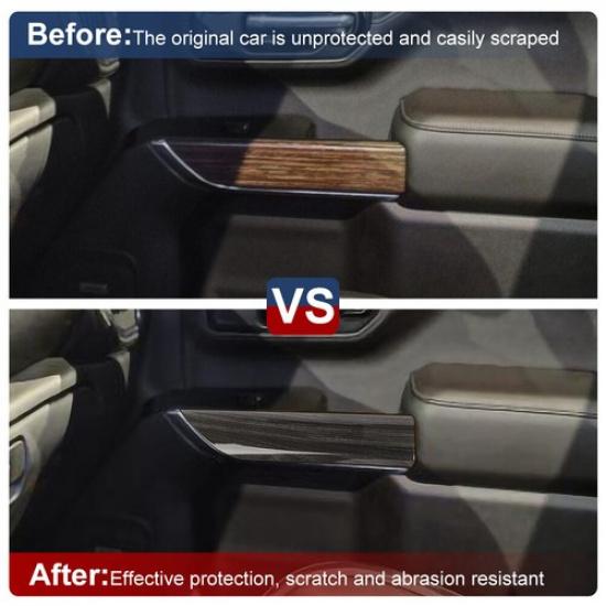 Black Wood Grain Front 2-Door Panel Bezel Trim Cover For Chevrolet Silverado 19+