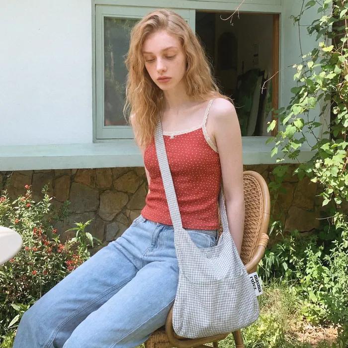 Snack eco crossbag_Cozy check ivory