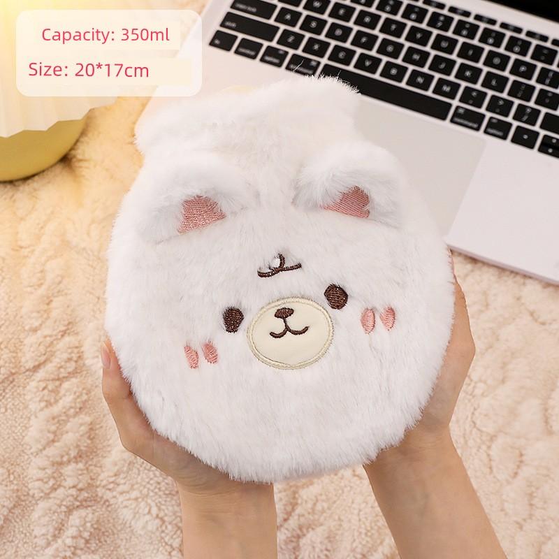 Large Capacity Hot Water Bottle for Female Students, Cute Cartoon Plush Hot Water Bag