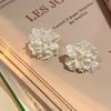 New Big White Flowers Stud Earrings for Women Personality Fashion Unique Design Brincos Wedding Zircon Wholesale Birthday Gift