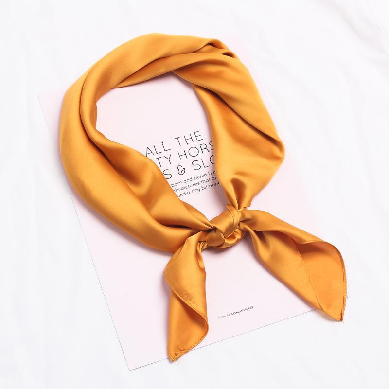 Simulated Silk Scarf Women'S 70 Square Scarf Solid Color Versatile Flight Attendant Professional Scarf Trendy High-End Sunscreen Headscarf