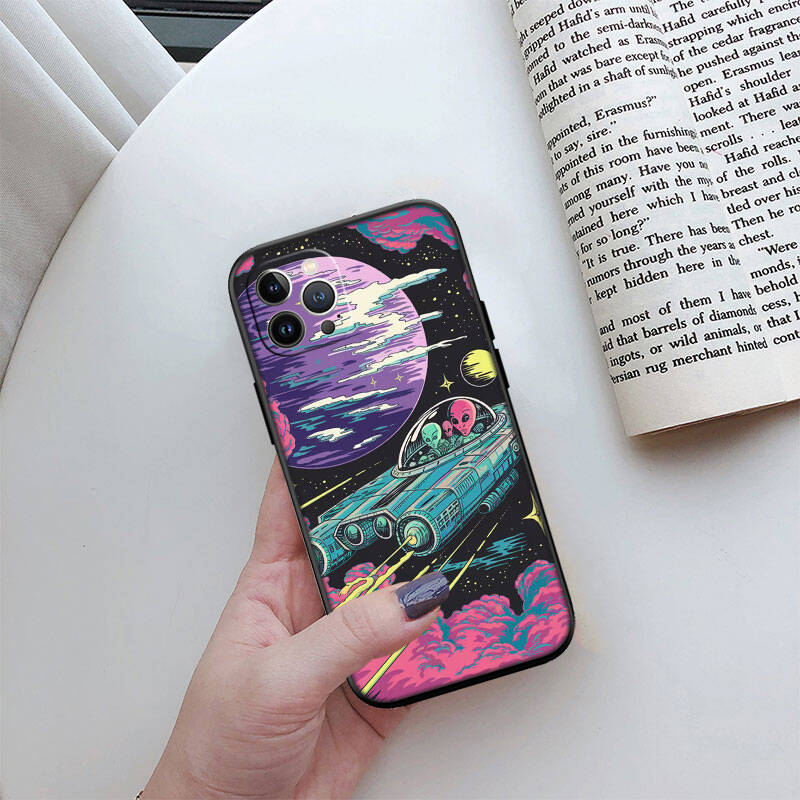 MH140 Space Alien UFO Phone Shell Case for iPhone 7 8 11 12 13 14 15 16 17 16E XS Pro Max XR X SE Air