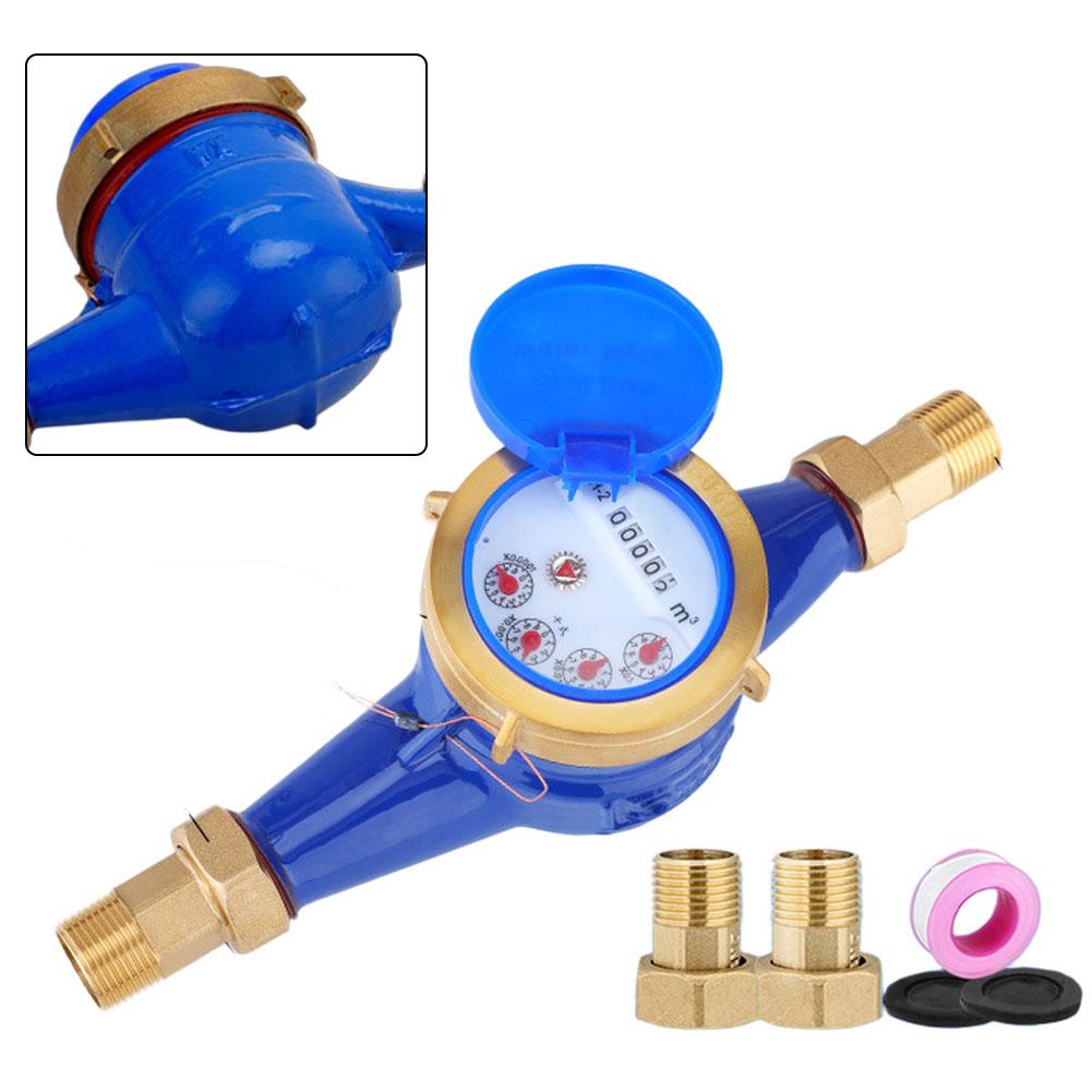 DN20 Dry Water Meter Copper Accuracy 0.0001 Built In Filter Tempered Glass Dials Max 1.0MPa Temp 40C Hardware Tools Set