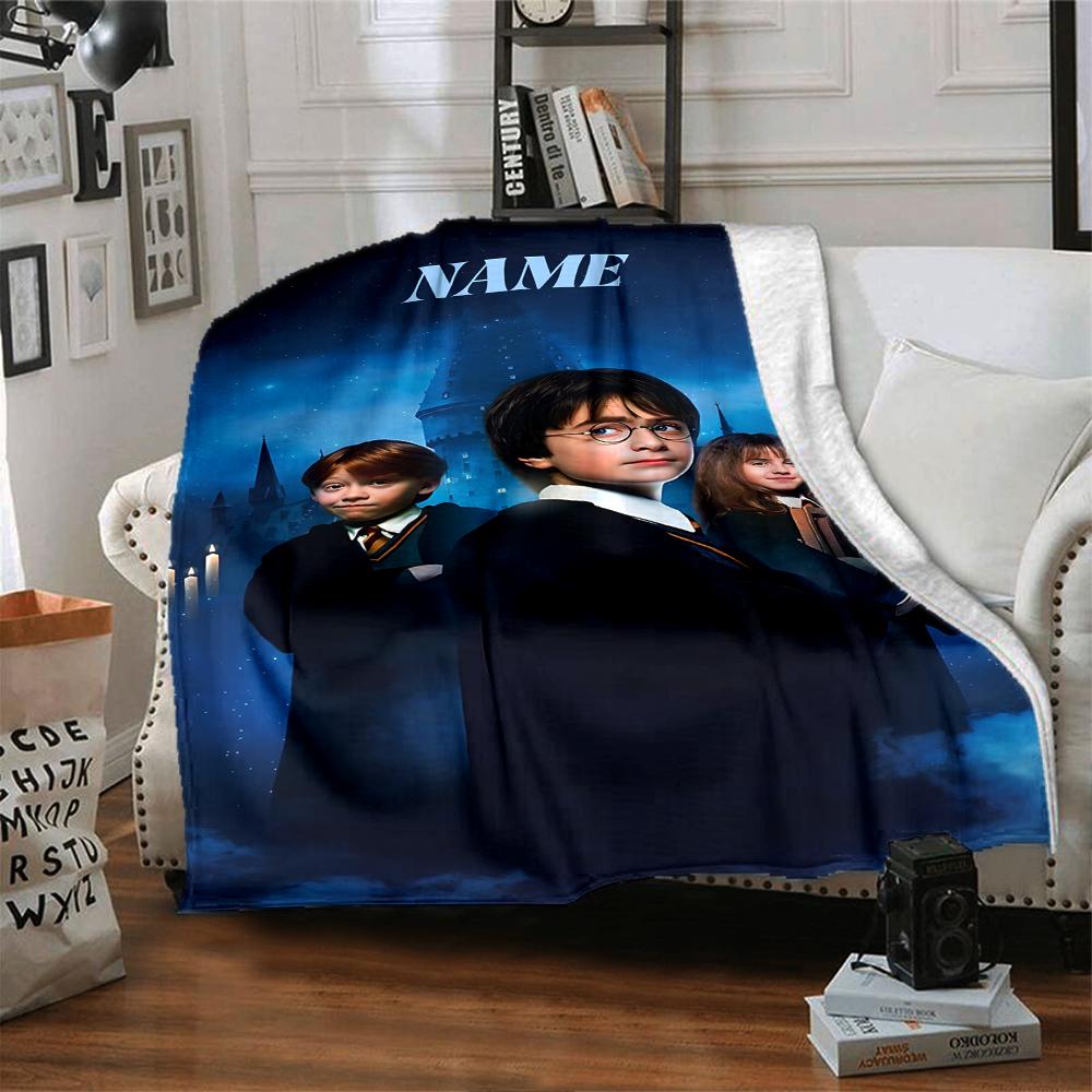 Custom Name Harry Potter Adventure blanket for Couch & Bed, Plush Cozy Fuzzy Blanket Super Soft & Warm Blankets for Fall and Winter. 090894