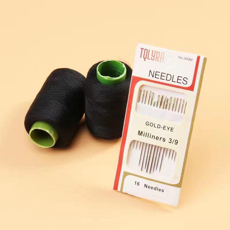 Mending Handmade Needle and Thread Set: White & Black Sewing Threads for Clothes