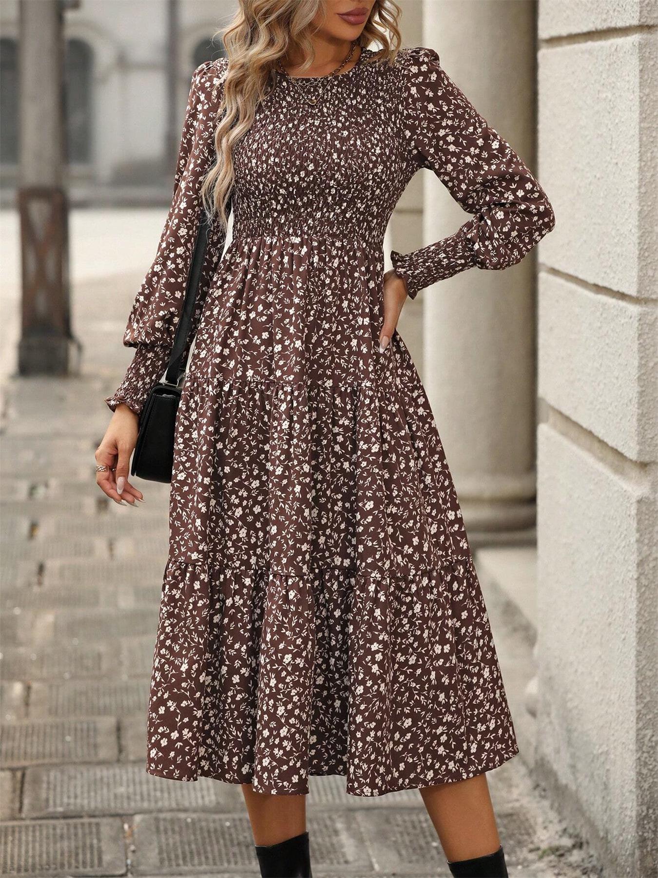 

Women s Elegant Pleated Midi Dress with Ruffle Sleeves and Skirt XL верблюд