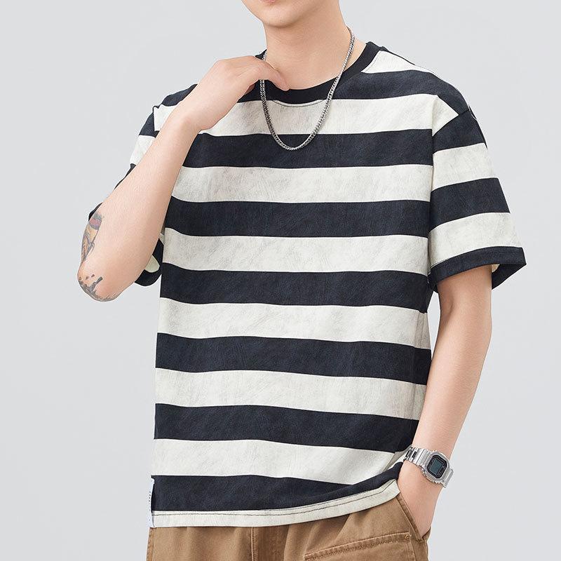 Men's New Summer Loose Round Neck Short-sleeved T-shirt Thin Printed Short T-shirt