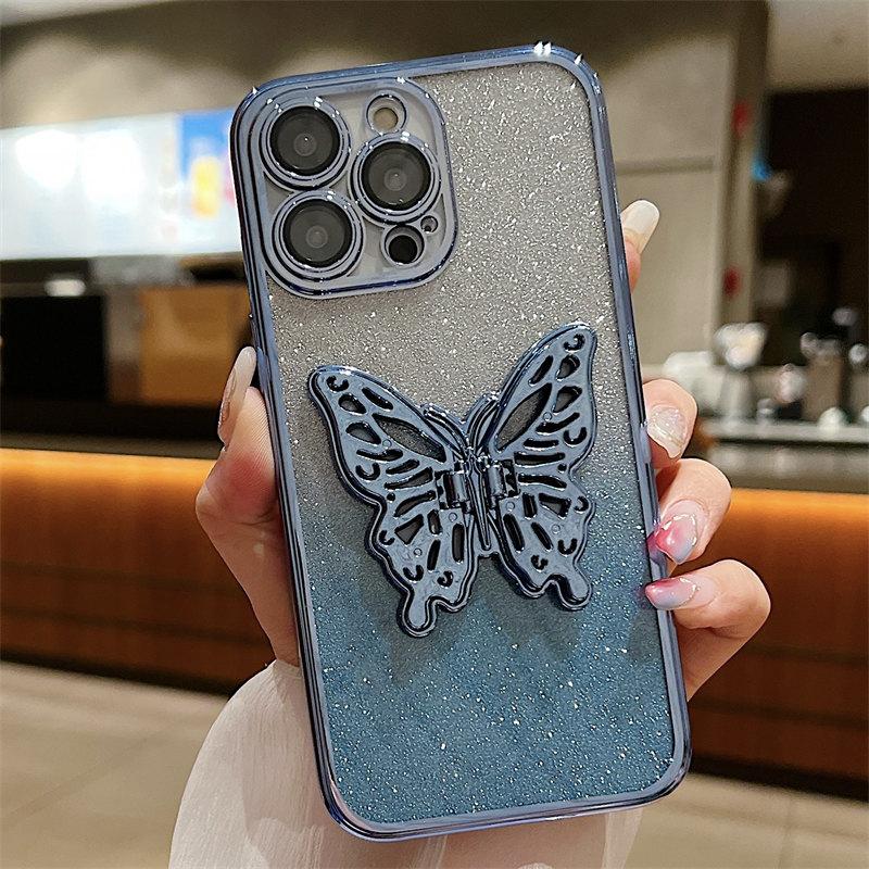

Розкішний чохол із блискучим 3D-метеликом для iPhone 15 Pro Max 14 Plus 13 Mini 12 11 XS XR 7 8Plus SE 2020 Все включено Чохол для захисту від падіння iPhone 7 синій