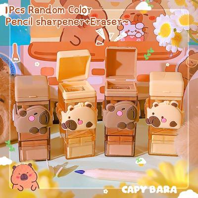 1 Pz Temperamatite Capibara Cartone Animato Carino Con Gomma Da Cancellare Temperamatite Kawaii Forniture per Ufficio Cancelleria Estetica Regali per Bambini