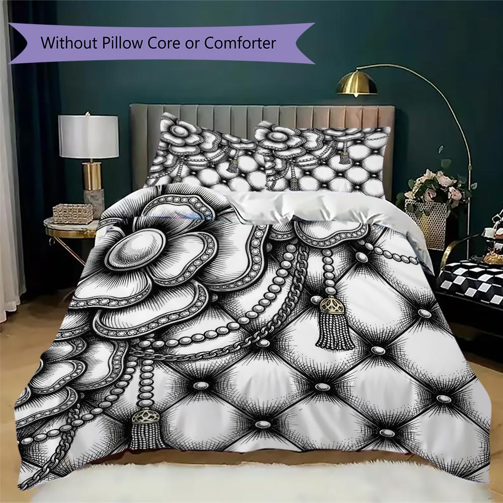 Royal Flower Pattern Bedding uilt Set uilt Cover Pillowcase Home Decoration Birthday Gift (1 * duvet cover + 2 * pillowcase without core)