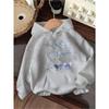 Damen Vielseitiger Hoodie mit Schleifenprint Weicher Lockerer Kapuzenpullover Sweatshirts Damen