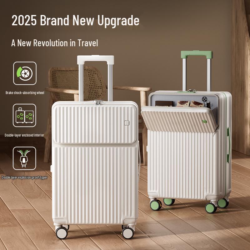 2025 Durable 26-Inch Front-Opening Travel Suitcase with Combination Lock for Men and Women