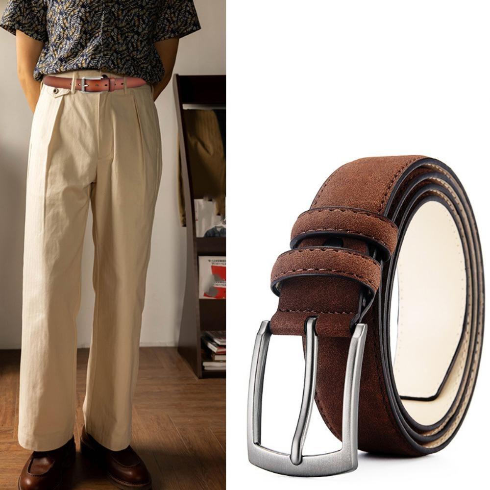 Retro Leather Belt Men Adjustable Pants Accessories Fashion Metal Buckle Belt  Male
