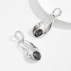 18K Silver Plated Two Tone Crystal Pendant Earrings, Stainless Steel Large Gemstone Declaration Earrings, Women's Modern Jewelry