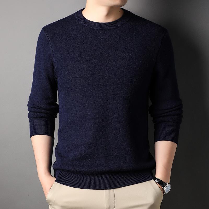 Neuer Herbst Einfarbig Jugend Slim-fit Rundhals Herrenpullover Vielseitiger Business Strickpullover Herren Unterziehpullover