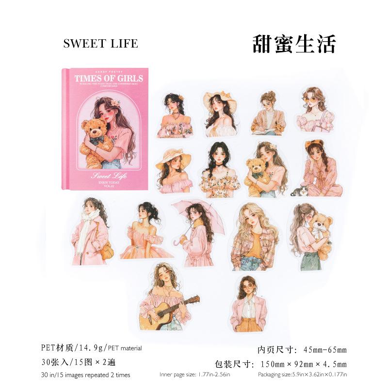 30pcs/1lot Kawaii Stationery Stickers girlhood Diary Decorative Mobile Stickers Scrapbooking DIY Craft Stickers