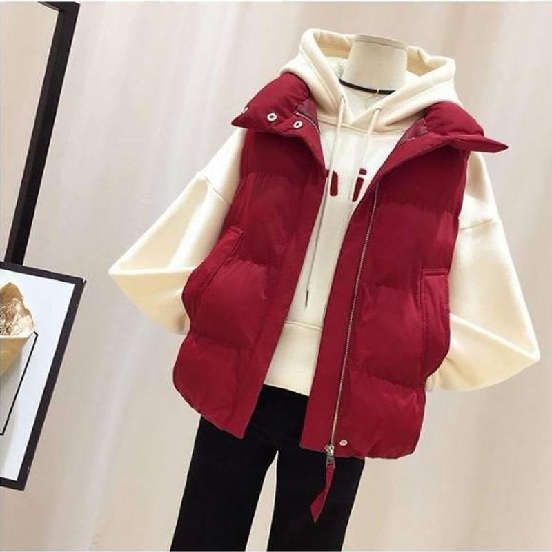 Piumino caldo alla moda di grandi dimensioni da donna corto in stile coreano per studenti autunno e inverno gilet ampio tutto-fiammifero