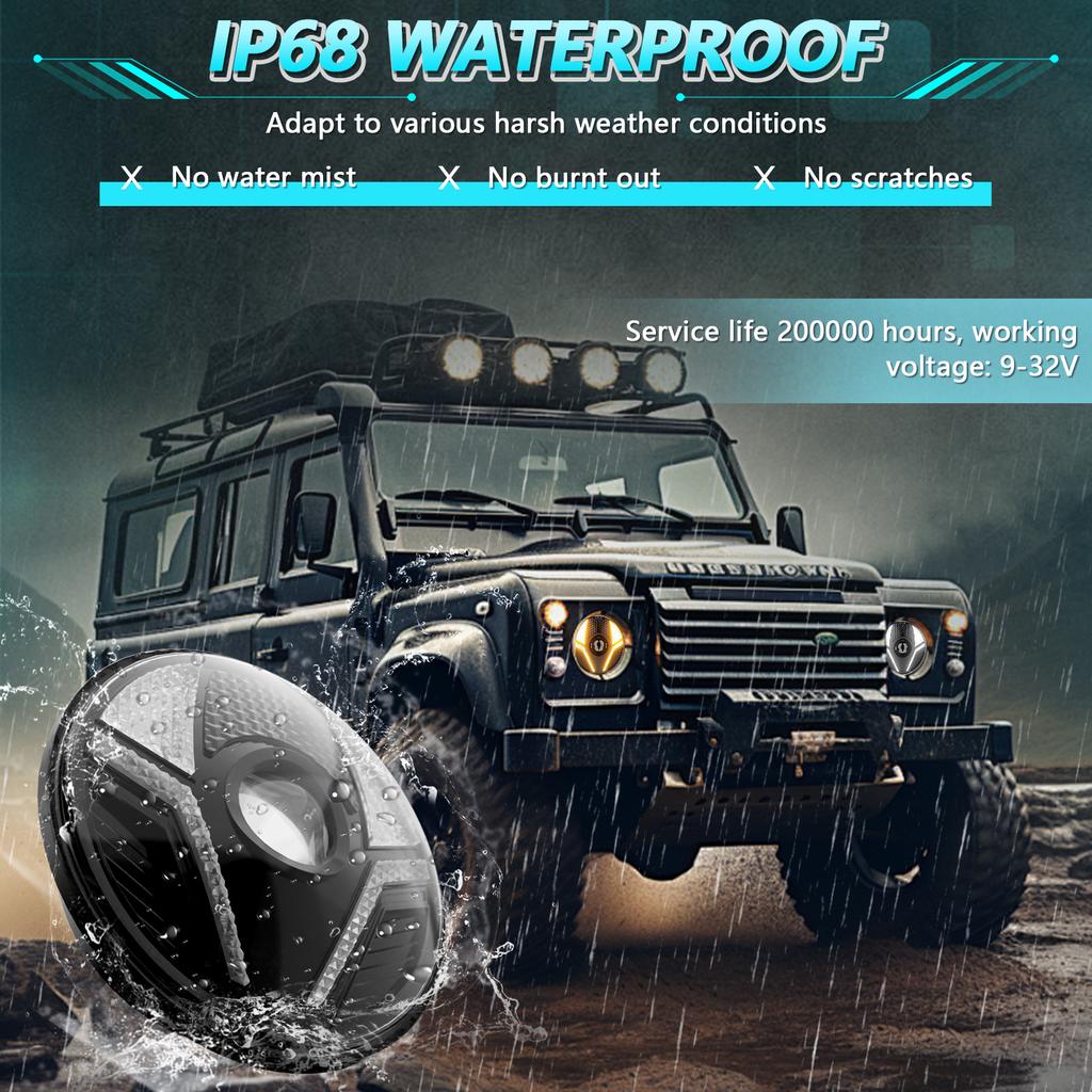 7 Inch LED Headlight for Motorcycle Off Road Vehicle Beetle Style High Low Beam DRL Turn Signal Lamp