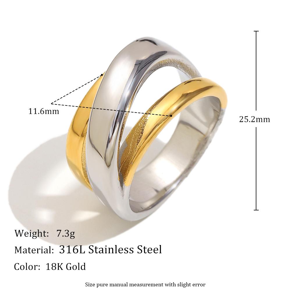 

MamacitaSlay 316L Stainless Steel Two Tone Cross Hollow Ring 2025 New Trend Waterproof Jewelry Women s Unique Cool Ring Gift 7